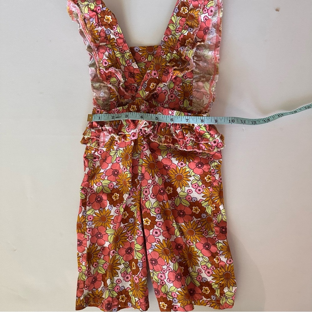 Wonder Nation Floral Overalls - Pink and Yellow - Picture 5 of 7